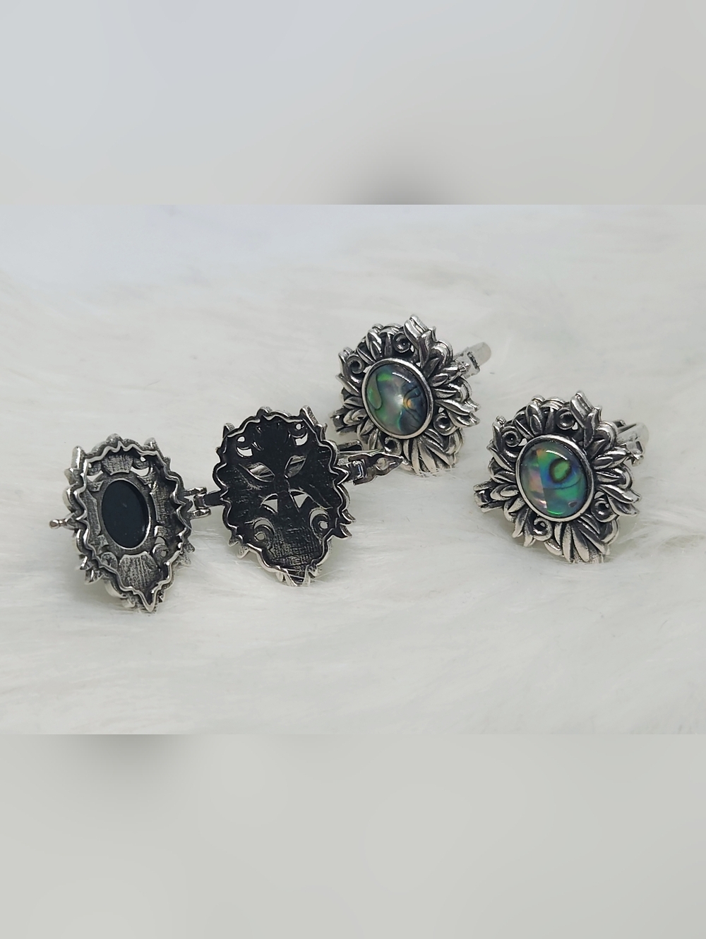 1 Pc Vintage Style Poison Ring | Abalone Shell Secret Compartment | Gothic Hinge